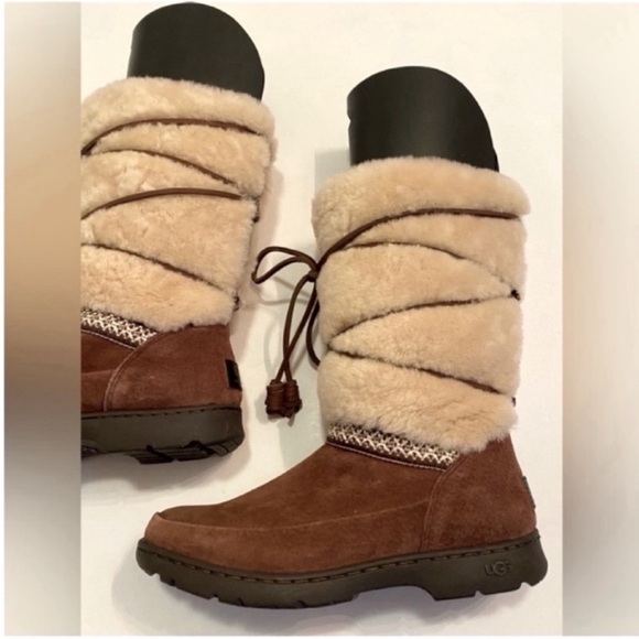 UGG Australia Women’s Boots Winter Snow Maxie Suede Fur Brown Boots size 6 - Picture 3 of 11